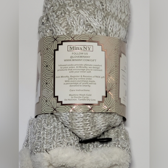 MINX NY Aromasoles▪︎Infused, Sherpa Socks w/rubber soles▪︎Sequin Speckled *New* - Picture 3 of 12